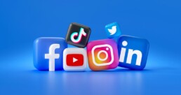 Loghi dei social media che rappresentano l'integrazione tra sito web e canali social